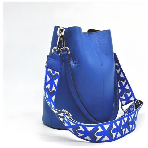 Borsa A Tracolla Venezia - Blu - Pelle Di Vitello Dollaro - 24x16,5x27,5 Cm - Foto 2