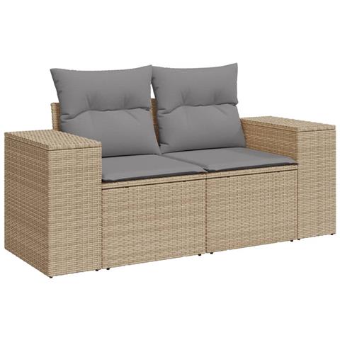 Set Divani Da Giardino 11 Pz Con Cuscini Beige In Polyrattan - Foto 3