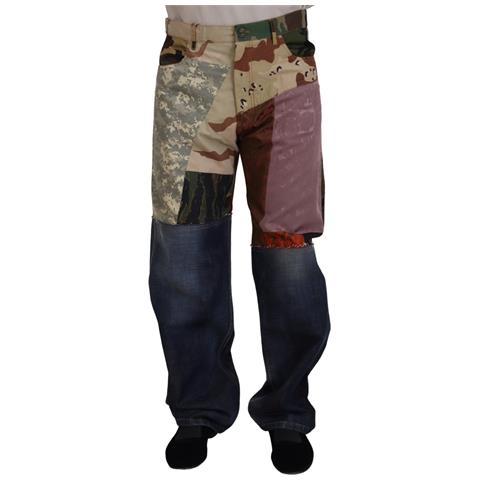 Jeans Denim Da Uomo Patchwork Di Seta Multicolore - It48 - M - Foto 1