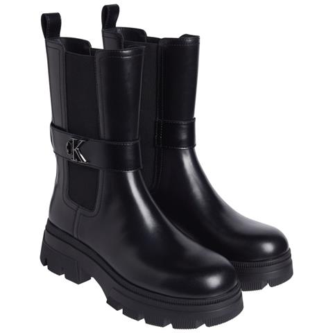 Chunky Combat Chelsea Booties Stivaletti Pelle Scarpe Donna Nero Eu 39, Yw0yw01495 0gt - Foto 1
