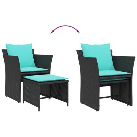 Poltrona da Giardino con Poggiapiedi in Polyrattan Nero - Foto 10