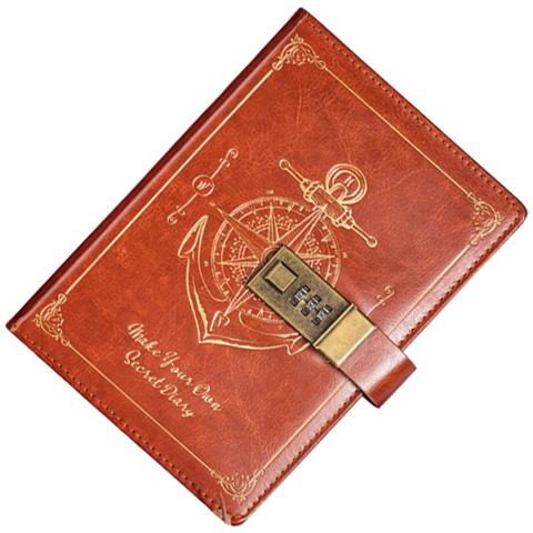 Diario Spesso B6 Con Lucchetto, Design Vintage Con Timone Di Nave Brown - Foto 2