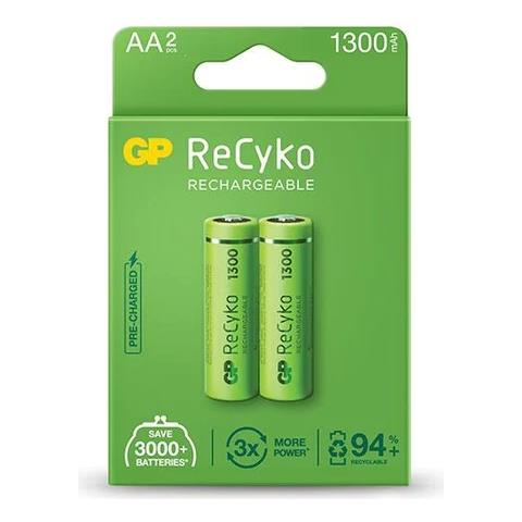 Recyko Confezione Da 2 Batterie Ricaricabili 1300 Mah Aa 1,2 V - Precaricate - Prodotto Con Materiali Riciclati Infer - Foto 1