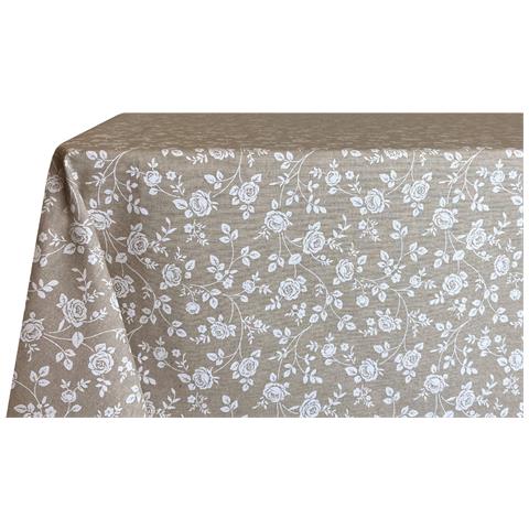 Tovaglia Per Salotto Cucina In Miros Misto Cotone Made In Italy Roselline Rp 140x140 Beige - Foto 5