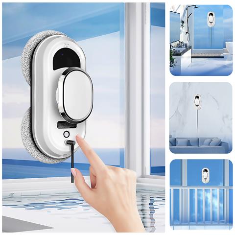 Pulitore Di Finestre Intelligente Da 90w, Con Telecomando E 5600 Pa Di Aspirazione. - Foto 5