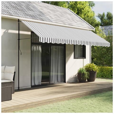 Tessuto Ricambio Mantovana Tenda Strisce Antracite Bianche 4,5m - Foto 1