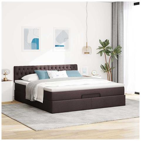 Struttura Letto Pouf Con Materasso 180x200 Cm In Tessuto - Foto 3