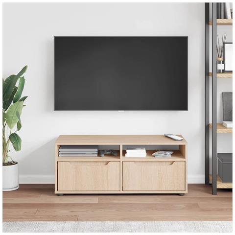 Mobile Tv Visnes Rovere Sonoma 100x40x38 Cm Legno Multistrato - Foto 3