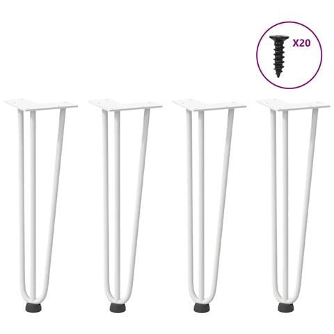 Gambe Per Tavolo A Forcina 4 Pz Bianco 42 Cm Acciaio Massiccio - Foto 1