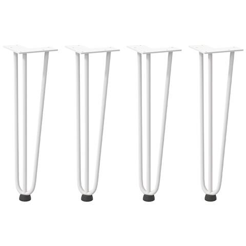 Gambe Per Tavolo A Forcina 4 Pz Bianco 42 Cm Acciaio Massiccio - Foto 2