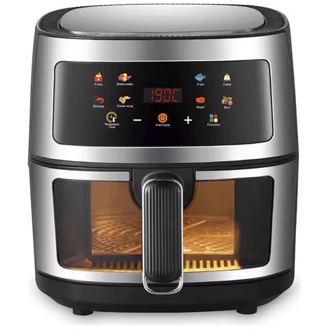 Friggitrice Ad Aria 8l, 1400w Con Finestra Di Visualizzazione. Pannello Touch, Programmi Di Cottura E Modalità Manuali, Riscaldamento 3d, Griglia Antiaderente. Struttura In Acciaio Inox. - Foto 1