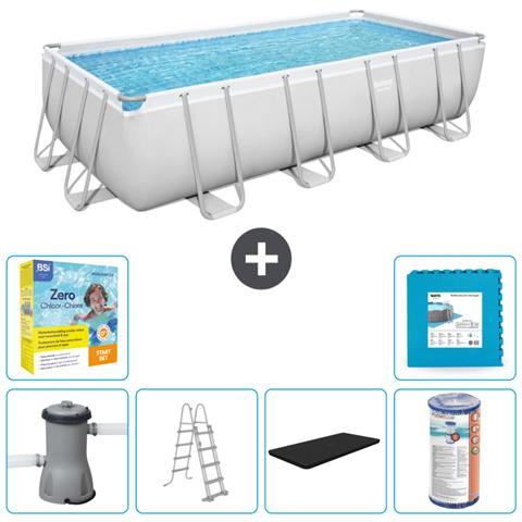 Piscina Fuori Terra - Rettangolo - 488x244x122 Cm - Grigio - Include Accessori Coordinati Cb34 - Foto 1