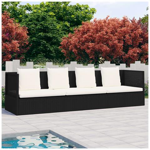 Lettino Da Giardino Con Cuscini In Polyrattan Nero - Foto 8