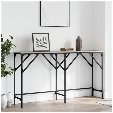 Tavolo Consolle Grigio Sonoma 140x29x75 Cm In Legno Multistrato - Foto 2