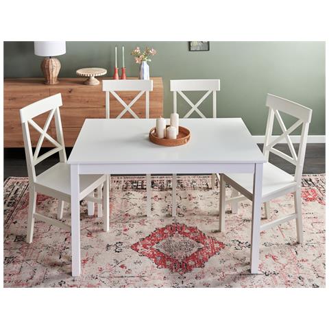 Tavolo Da Pranzo Barlee Bianco 120 Cm 75 Cm Legno Di Pioppo - Foto 1