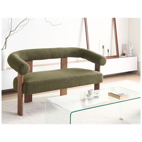 Divano 2 Posti Ilbro Bouclé Verde/ Marrone Scuro - Foto 1