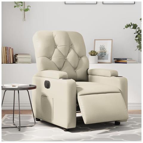 Poltrona Reclinabile Elettrica Crema in Similpelle - Foto 2