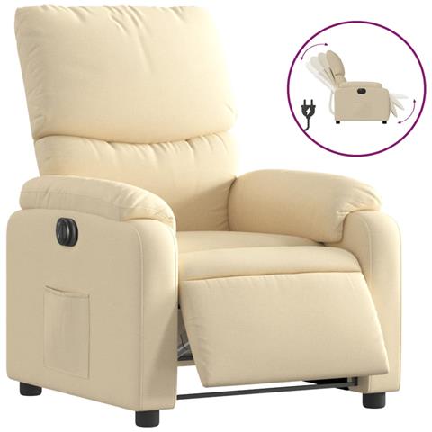 Poltrona Elettrica Reclinabile Crema in Tessuto - Foto 1