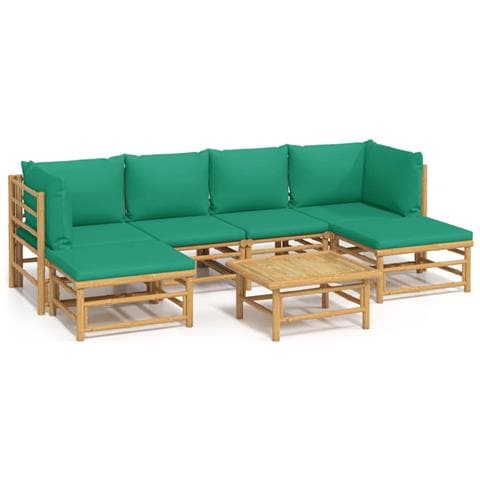 Set Salotto da Giardino 7pz con Cuscini Verdi Bambù - Foto 1