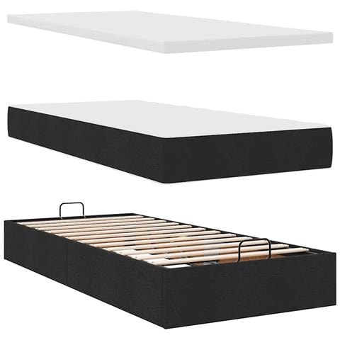 Pouf Letto con Materasso Nero 100x200 cm in Tessuto - Foto 9