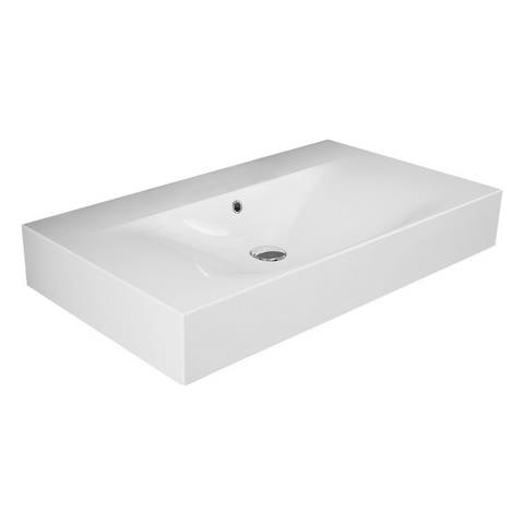 Lavabo Sospeso 80 Cm Des Senza Foro Rubinetto Bianco Alpino - Foto 1