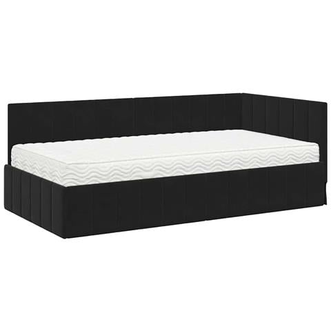Cornice del letto ad angolo Nero 90 x 200 cm Velluto - Foto 1