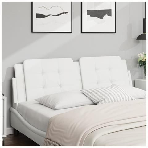 Cuscino Testiera Bianco 152 cm in Similpelle - Foto 2
