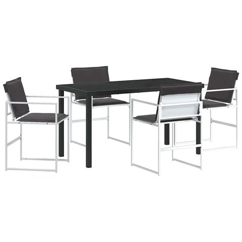 Set da Pranzo per Giardino 5 pcs Bianco 140 x 70 x 73 cm - Foto 1