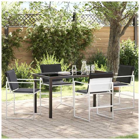 Set da Pranzo per Giardino 5 pcs Bianco 140 x 70 x 73 cm - Foto 2