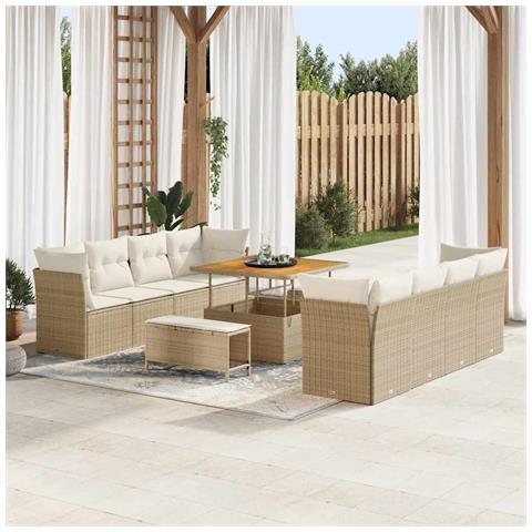 Set Divano da Giardino 11 pcs Beige polyrattan - Foto 2