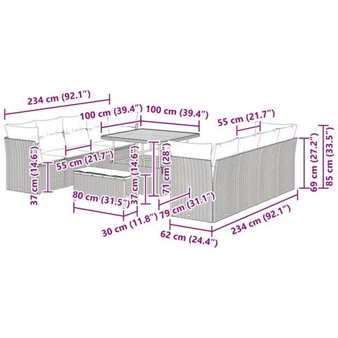 Set Divano da Giardino 11 pcs Beige polyrattan - Foto 9