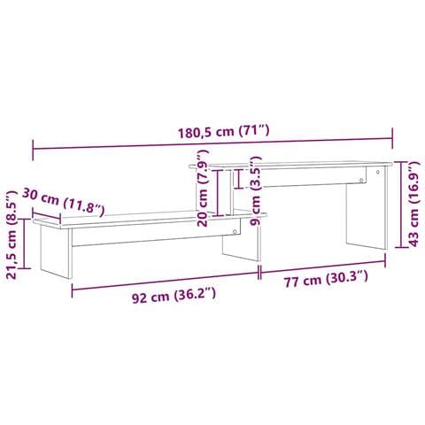 Mobile TV rovere artigianale 180 x 30 x 43 cm Legno multistrato - Foto 9