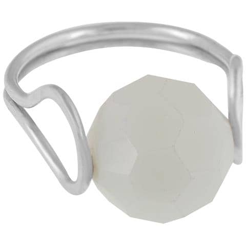 Anello In Argento Sterling ""fix White"" Cristallo Sfaccettato - Foto 2