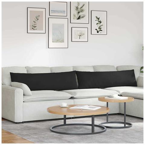 Cuscini da Divano 2 pcs Nero 145 x 40 cm Tessuto - Foto 2