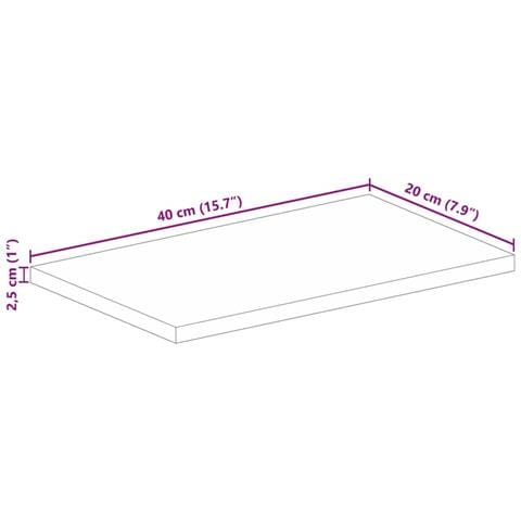 Piano per Tavolo 40x20x2,5cm Rettangolare Legno Massello Mango - Foto 9