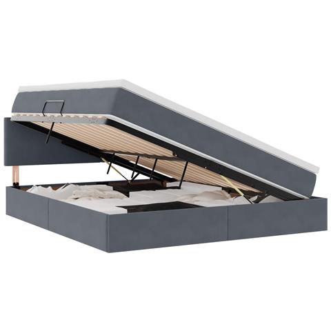 Letto con contenitore e LED Grigio scuro 180 x 200 cm Velluto - Foto 1