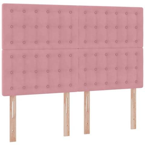 Letto con contenitore e LED Rosa 140 x 190 cm Velluto - Foto 9