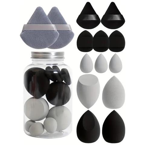 Set Di 14 Spugnette Per Trucco - Spugne Versatili Per Un'applicazione Impeccabile Grey+black - Foto 1