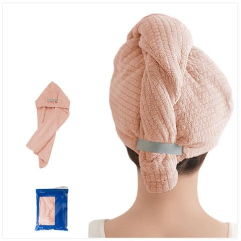 Turbante Asciugacapelli In Pile Corallo Super Assorbente Ad Asciugatura Rapida Pink - Foto 1