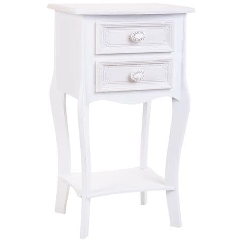 Comodino In Legno Con 2 Cassetti E 1 Ripiano Bianco 38x31,5x71. - Foto 1