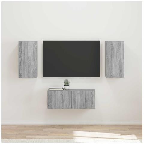 Set mobile TV 6 pcs Grigio Sonoma Legno multistrato - Foto 2