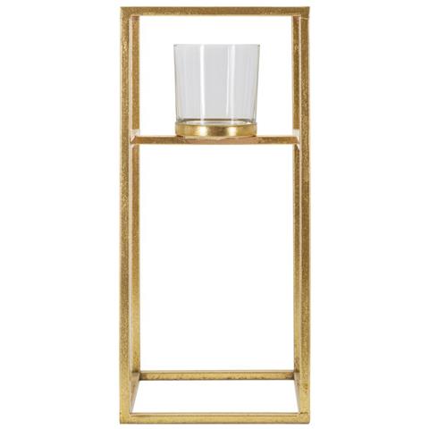 Porta Candele Elegant In Ferro Dorato Con Portacandela In Vetro - Foto 2