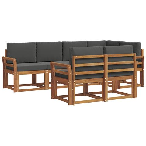 Set di divani da esterno con cuscino 7 pcs Naturale e Antracite - Foto 1