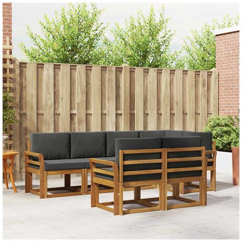 Set di divani da esterno con cuscino 7 pcs Naturale e Antracite - Foto 2