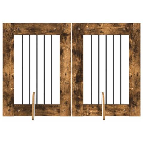Cancello per cani con supporti 2 pcs Rovere Fumo 60 x 80 cm - Foto 1