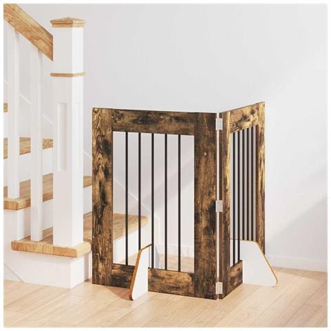 Cancello per cani con supporti 2 pcs Rovere Fumo 60 x 80 cm - Foto 2