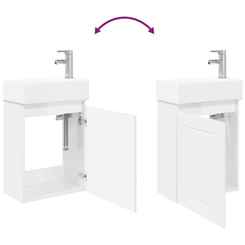 Mobile bagno con rubinetto Bianco Lucido 45,5 x 25,5 x 84 cm - Foto 9