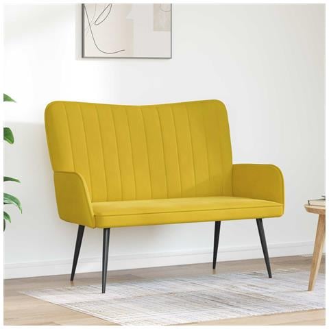 Sofa a Due Posti Giallo 115 x 61 x 87 cm Velluto - Foto 2