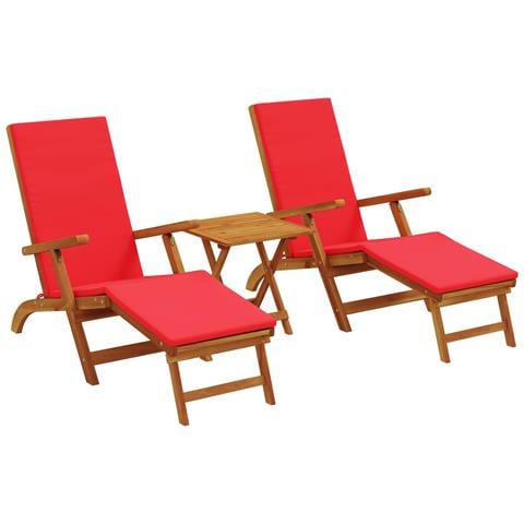 Lettino prendisole reclinabile e pieghevole 3 pcs Rosso - Foto 1