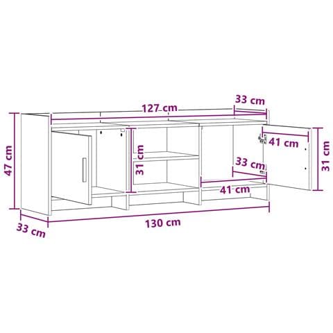 Mobile TV 130 x 33 x 47 cm Bianco Legno ingegnerizzato - Foto 8